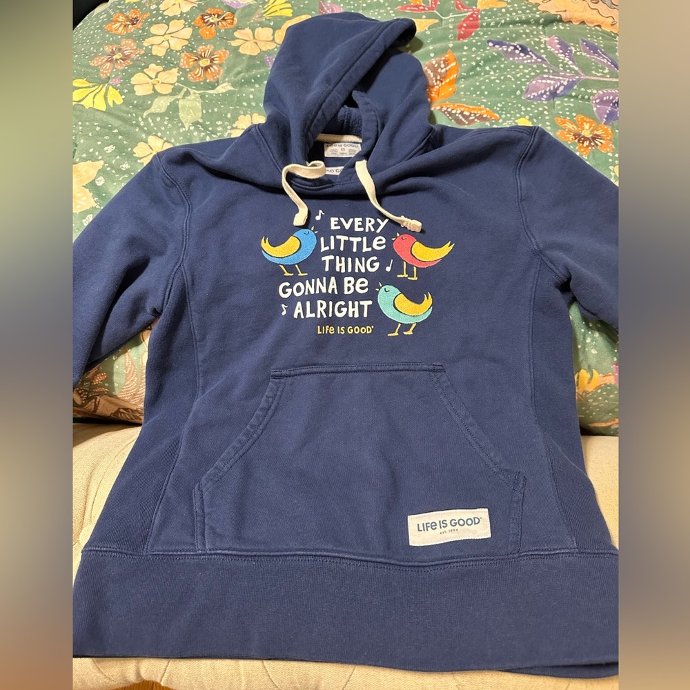 Life Is Good Navy Hoodie with Bird Design